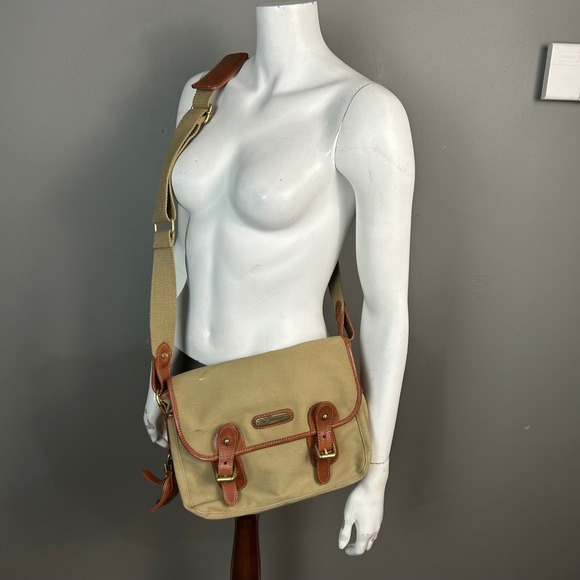 Polo Ralph Lauren Canvas Messenger Bag Khaki Brown vintage preppy chore rugged